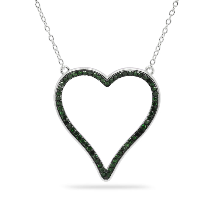 0.46 Cts Green Diamond Necklace in 925 Two Tone