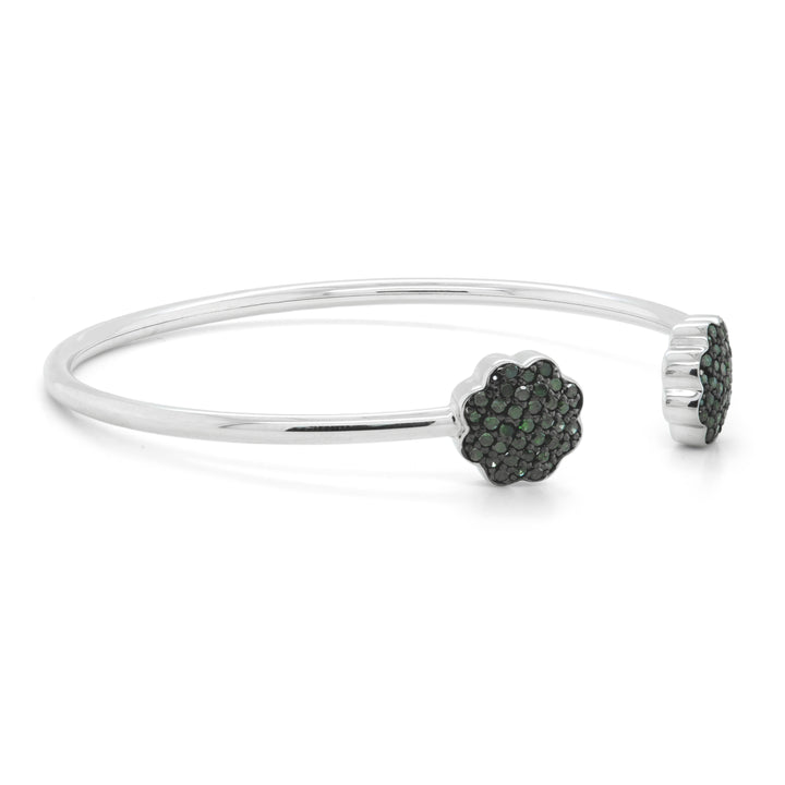 0.88 Cts Green Diamond Bracelet in 925 Two Tone