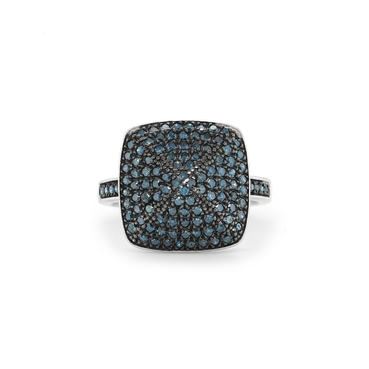 0.98 Cts Blue Diamond Ring in 925 Two Tone