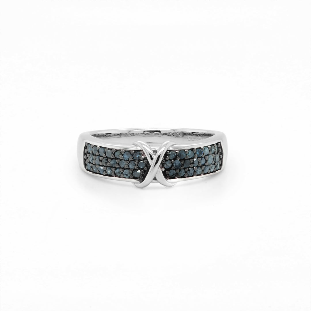 0.37 Cts Blue Diamond Ring in 925 Two Tone