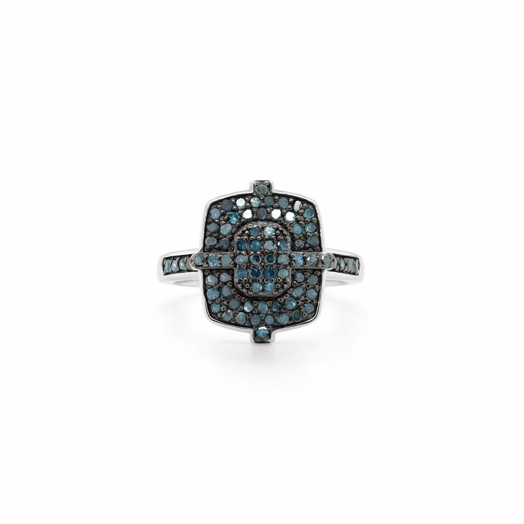 0.65 Cts Blue Diamond Ring in 925 Two Tone