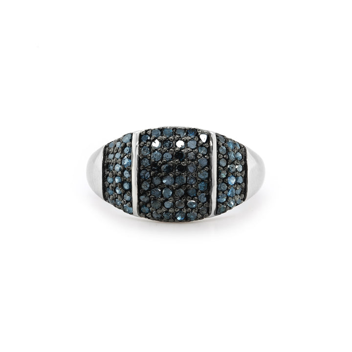 0.74 Cts Blue Diamond Ring in 925 Two Tone