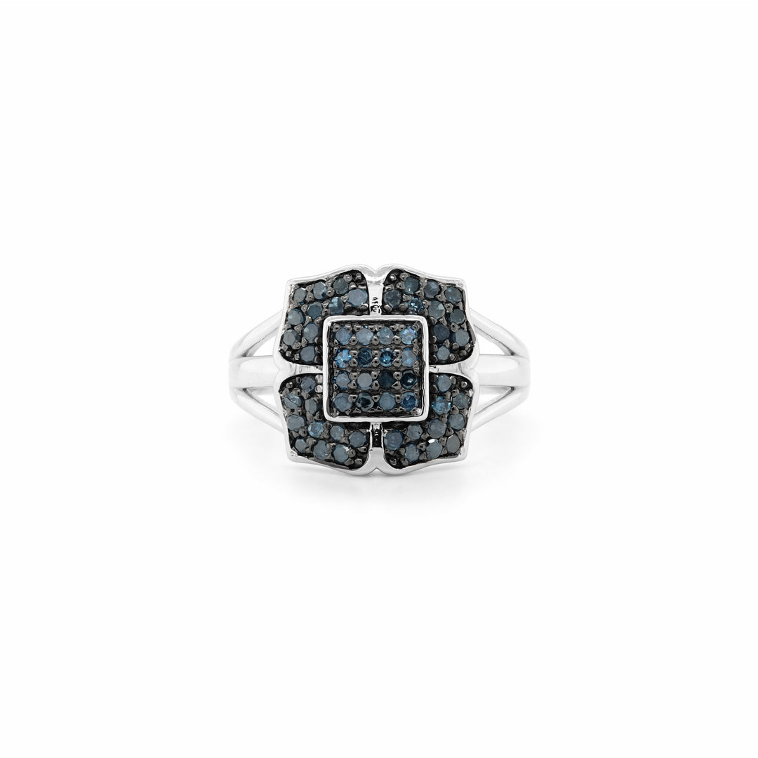 0.62 Cts Blue Diamond Ring in 925 Two Tone