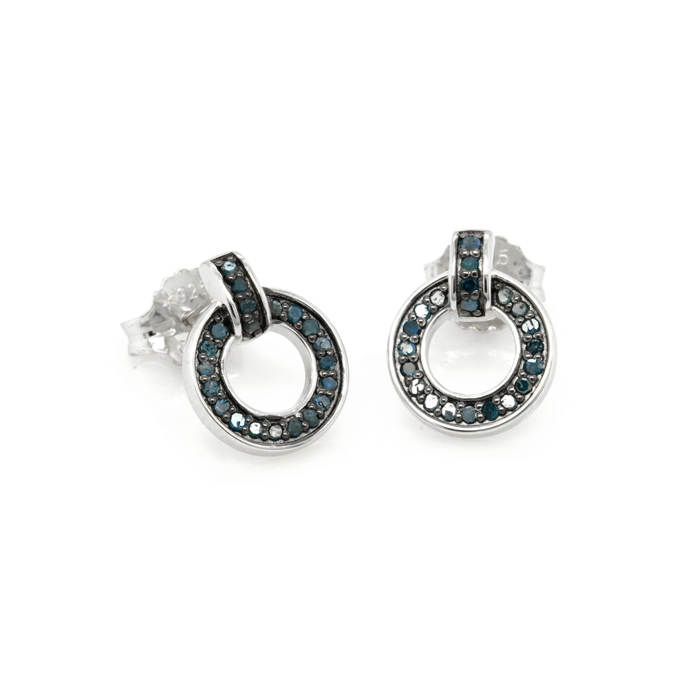 0.37 Cts Blue Diamond Earring in 925 Two Tone