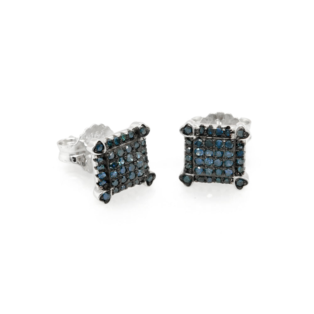 0.52 Cts Blue Diamond Earring in 925 Two Tone