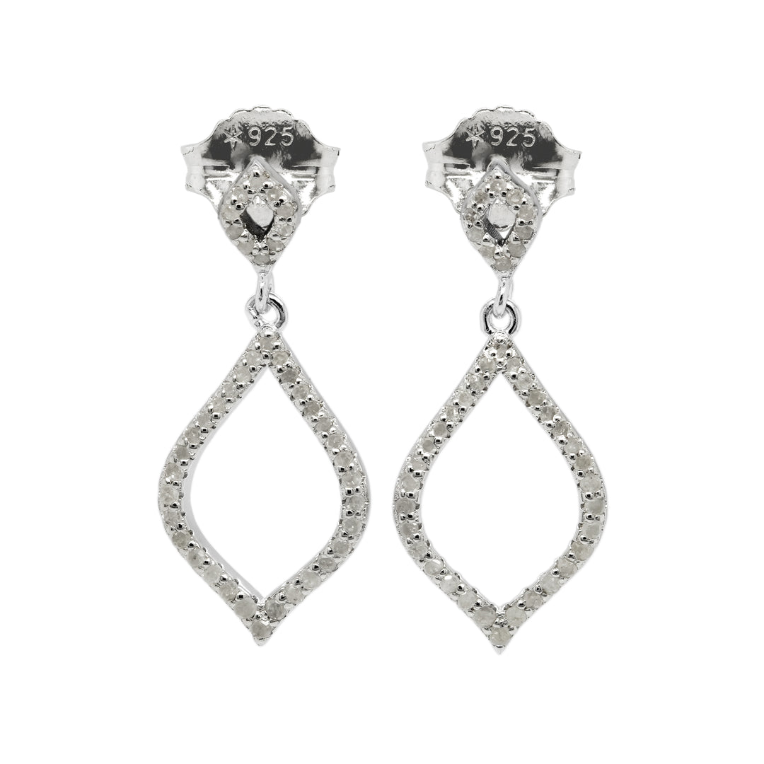 0.47 Cts White Diamond Earring in White Rhodium Plated 925 Sterling Silver