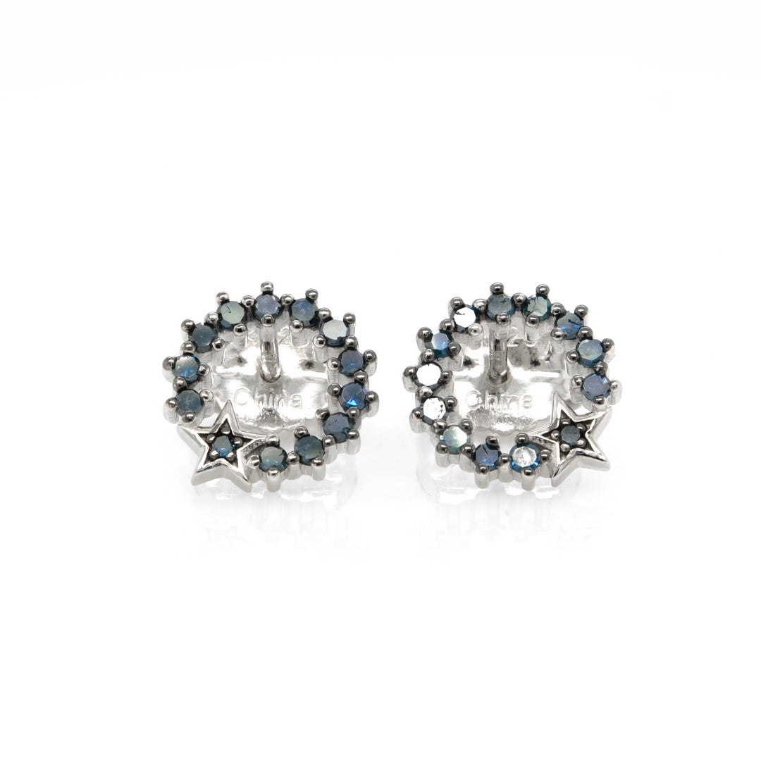 0.39 Cts Blue Diamond Earring in 925 Two Tone