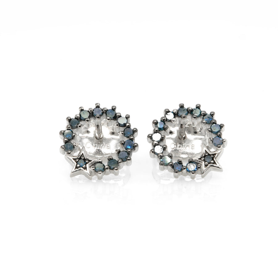 0.39 Cts Blue Diamond Earring in 925 Two Tone