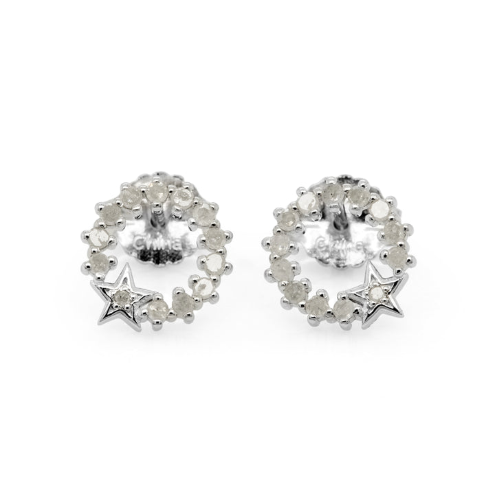 0.49 Cts White Diamond Stud Earring in White Rhodium Plated 925 Sterling Silver