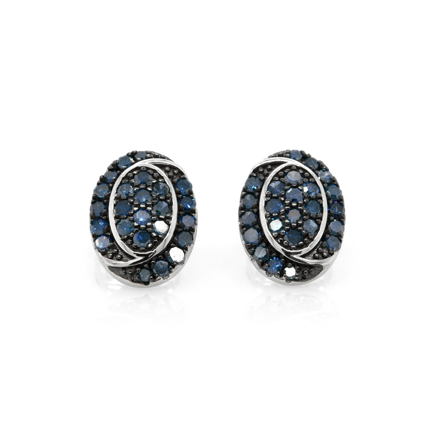 1.02 Cts Blue Diamond Earring in 925 Two Tone