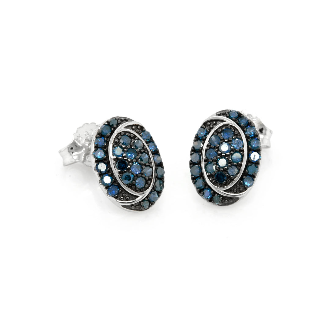 1.02 Cts Blue Diamond Earring in 925 Two Tone