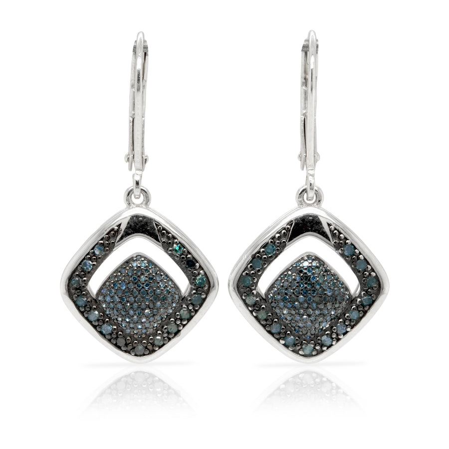 0.5 Cts Blue Diamond Earring in 925 Two Tone