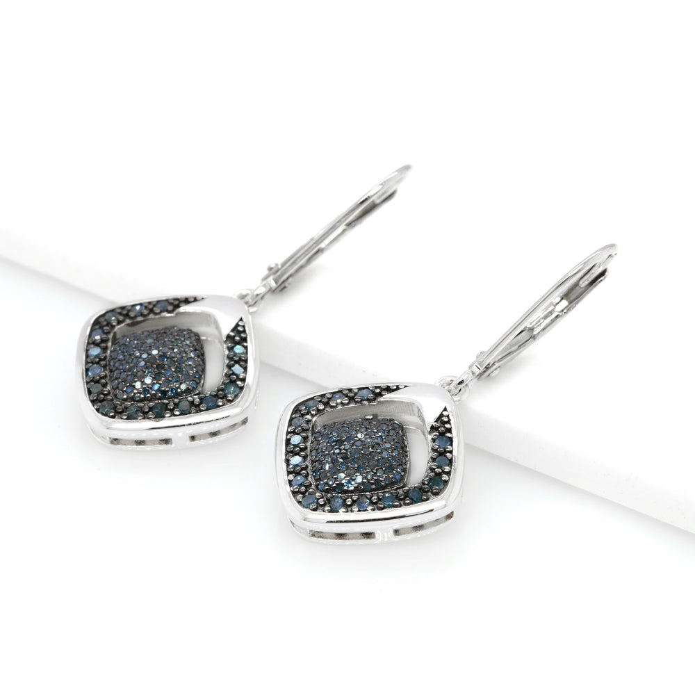 0.5 Cts Blue Diamond Earring in 925 Two Tone