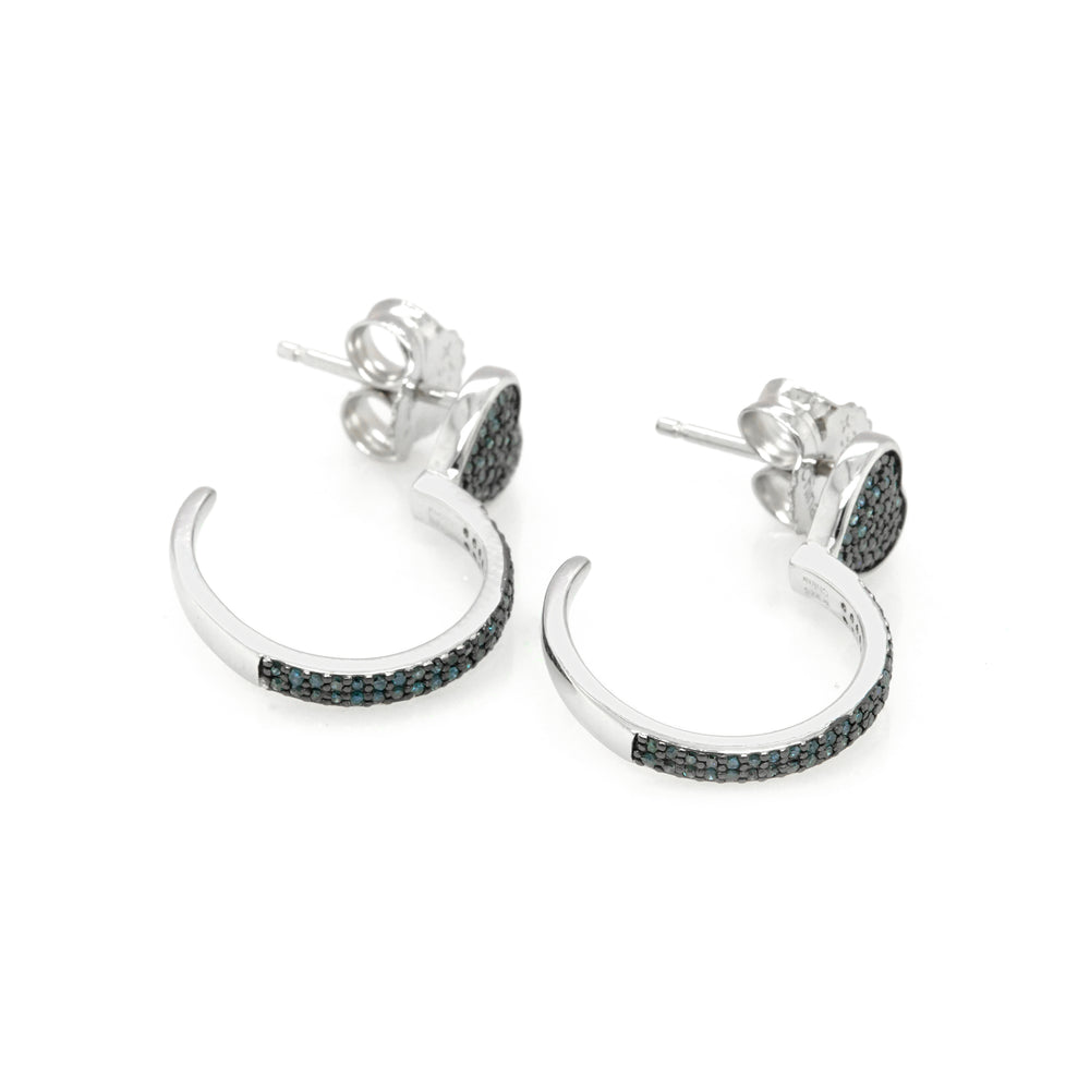 0.43 Cts Blue Diamond Earring in 925 Two Tone