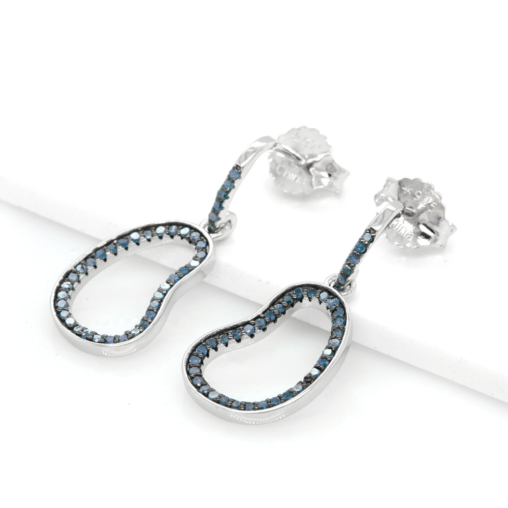 0.54 Cts Blue Diamond Earring in 925 Two Tone