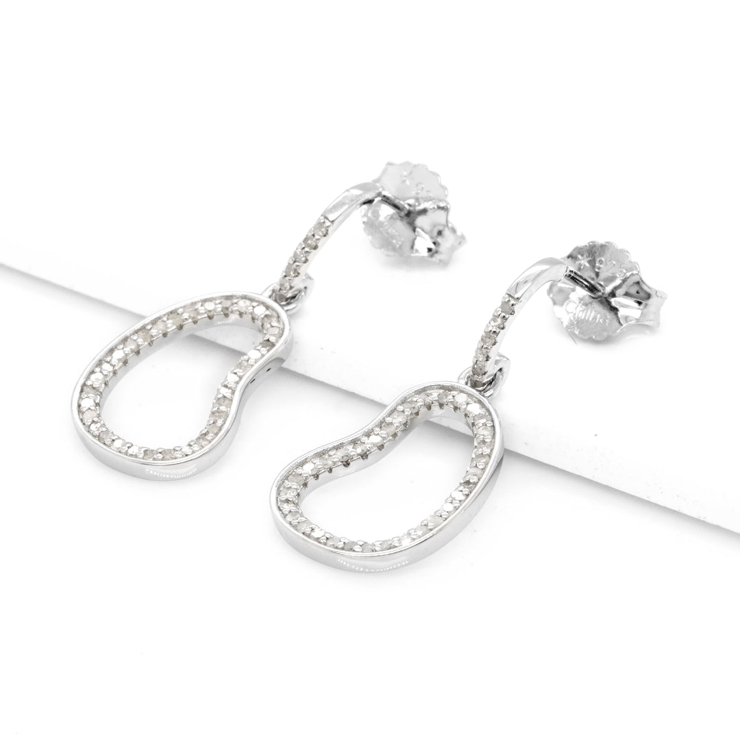 0.54 Cts White Diamond Earring in White Rhodium Plated 925 Sterling Silver