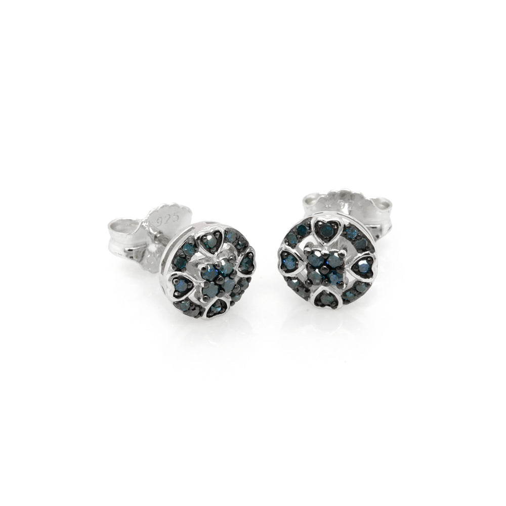 0.38 Cts Blue Diamond Earring in 925 Two Tone
