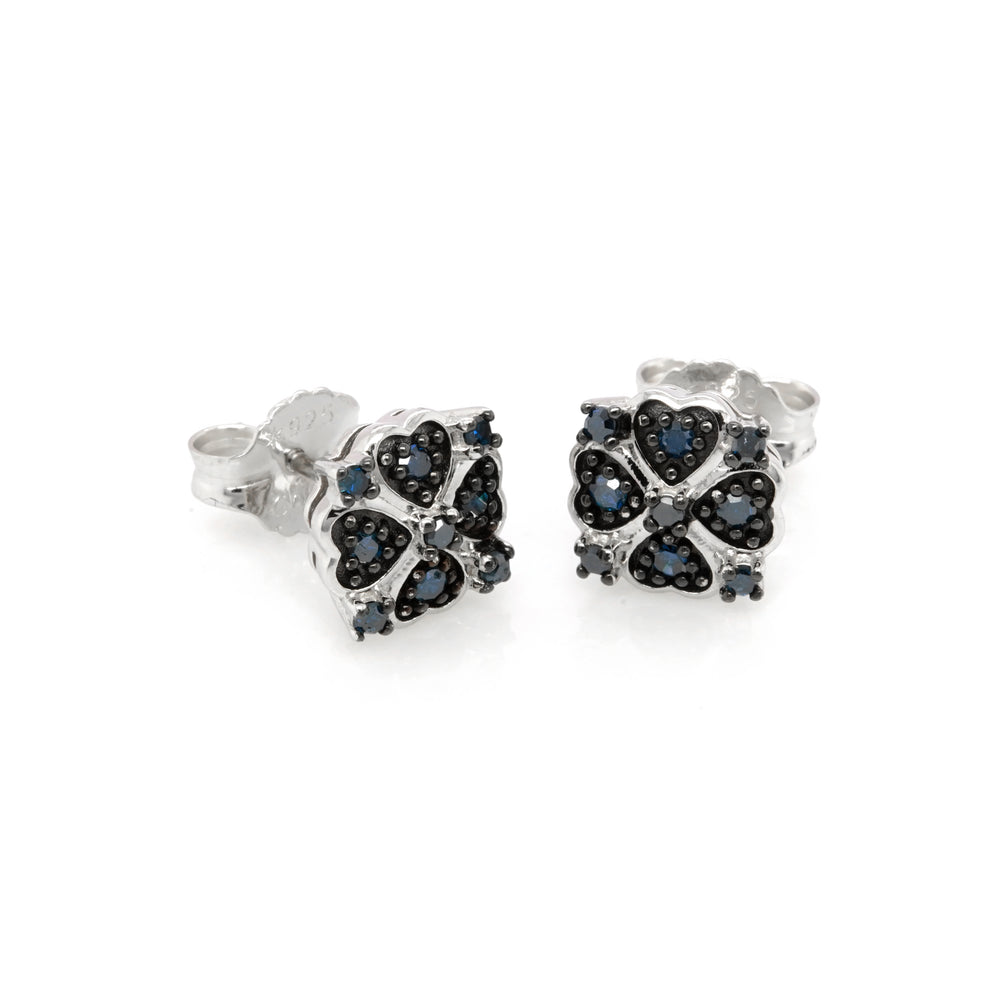 0.34 Cts Blue Diamond Earring in 925 Two Tone