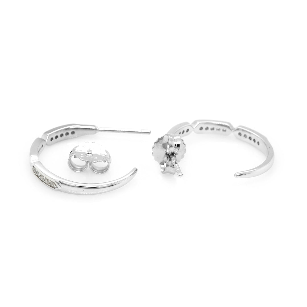 0.28 Cts White Diamond Hoop Earring in White Rhodium Plated 925 Sterling Silver