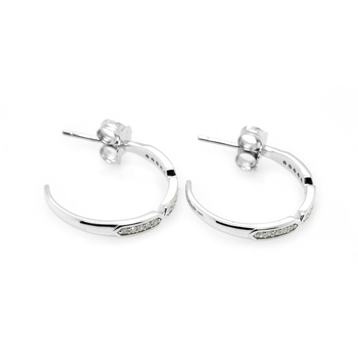 0.28 Cts White Diamond Hoop Earring in White Rhodium Plated 925 Sterling Silver