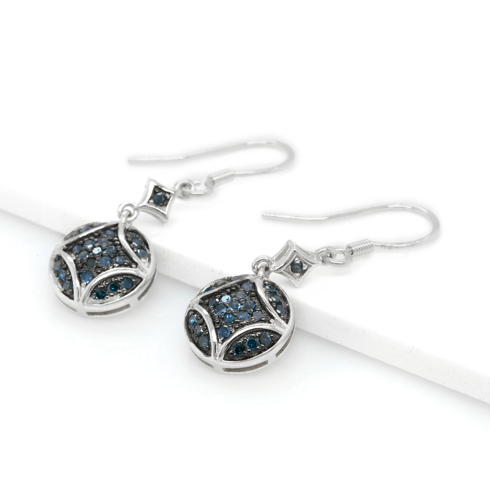0.42 Cts Blue Diamond Earring in 925 Two Tone