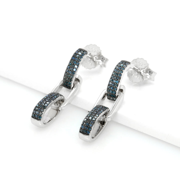 0.49 Cts Blue Diamond Earring in 925 Two Tone