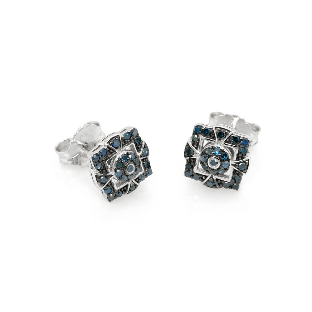 0.44 Cts Blue Diamond Earring in 925 Two Tone