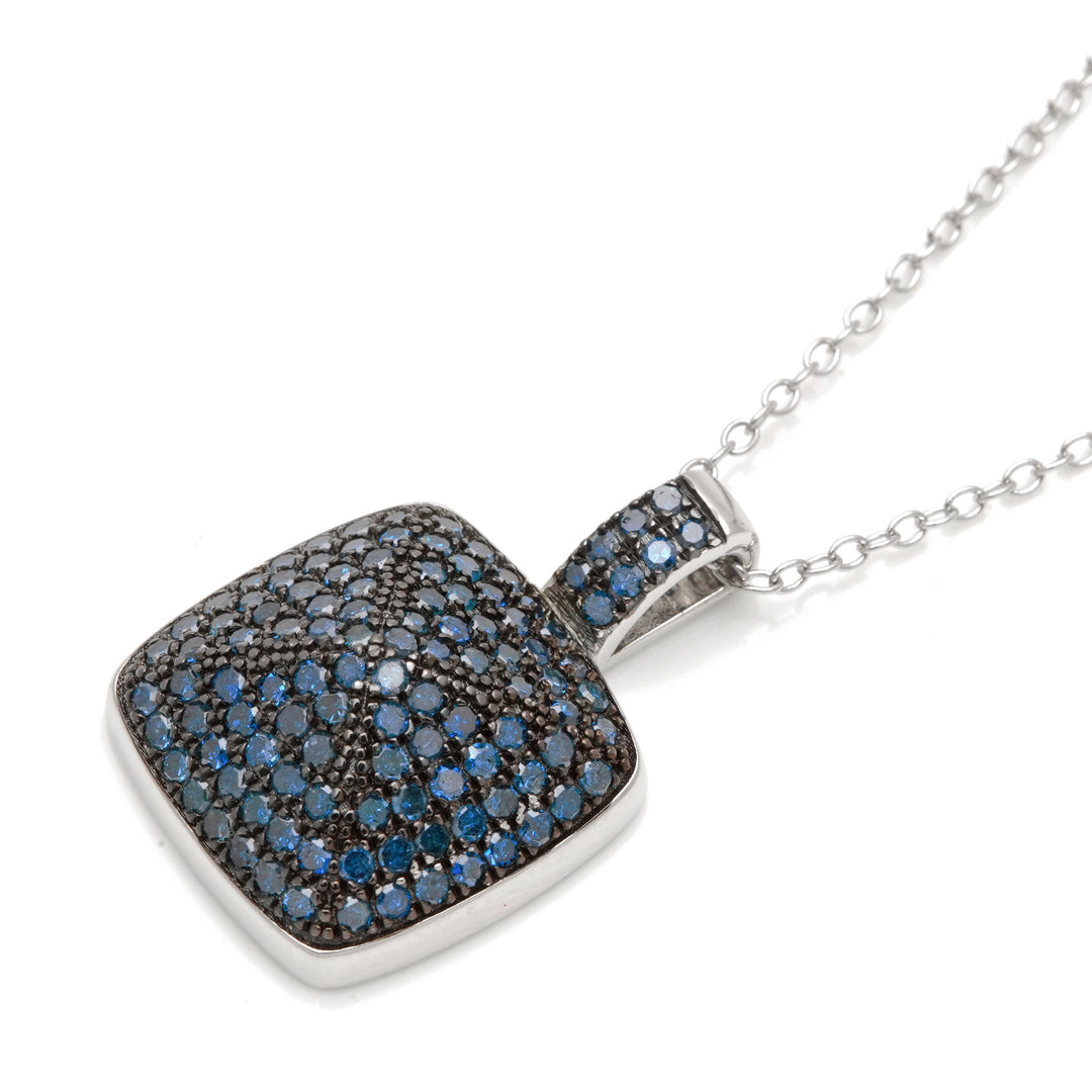 0.98 Cts Blue Diamond Pendant in 925 Two Tone