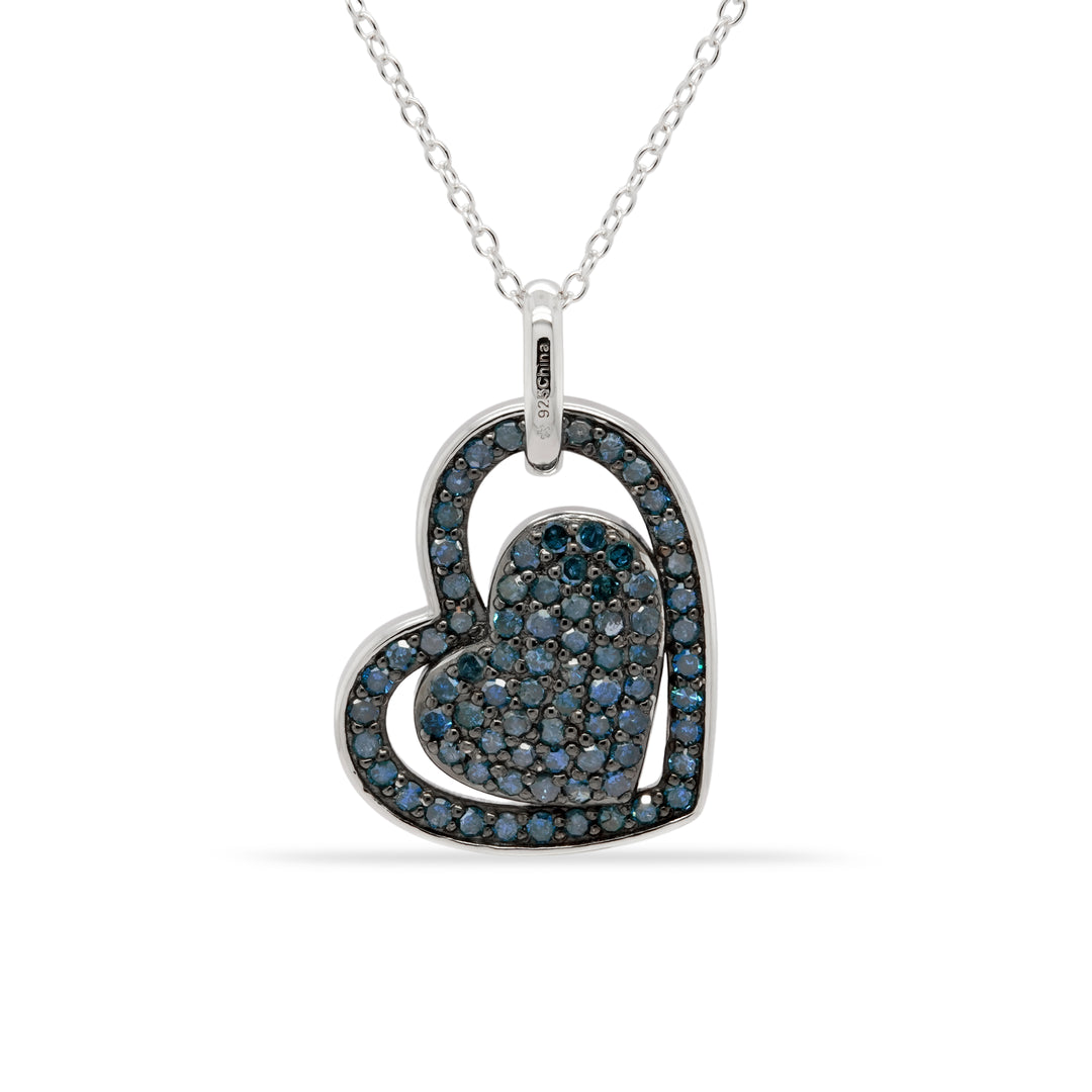 1.23 Cts Blue Diamond Pendant in 925 Two Tone