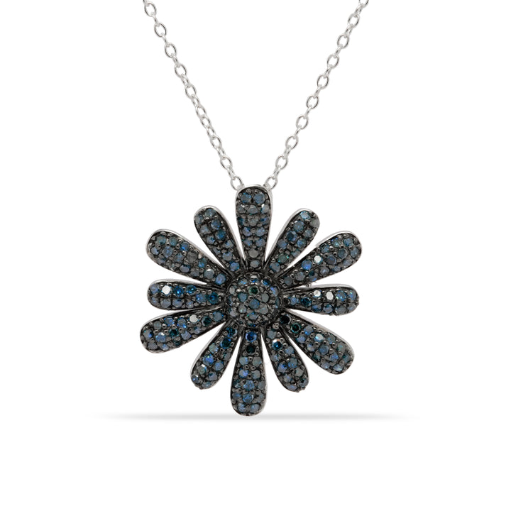 1.19 Cts Blue Diamond Pendant in 925 Two Tone