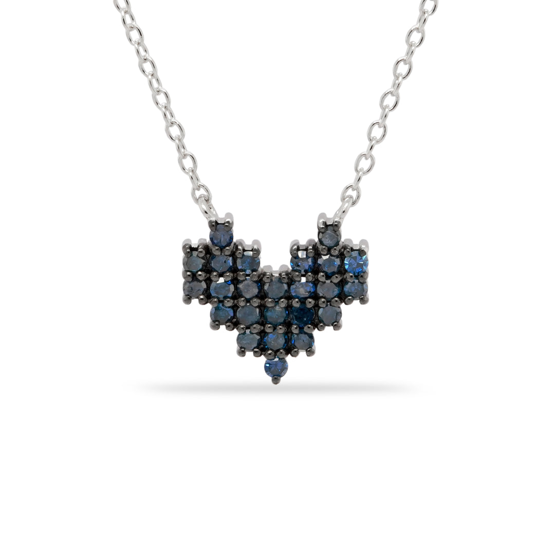 0.46 Cts Blue Diamond Necklace in 925 Two Tone