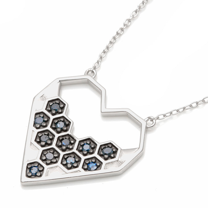 0.31 Cts Blue Diamond Necklace in 925 Two Tone