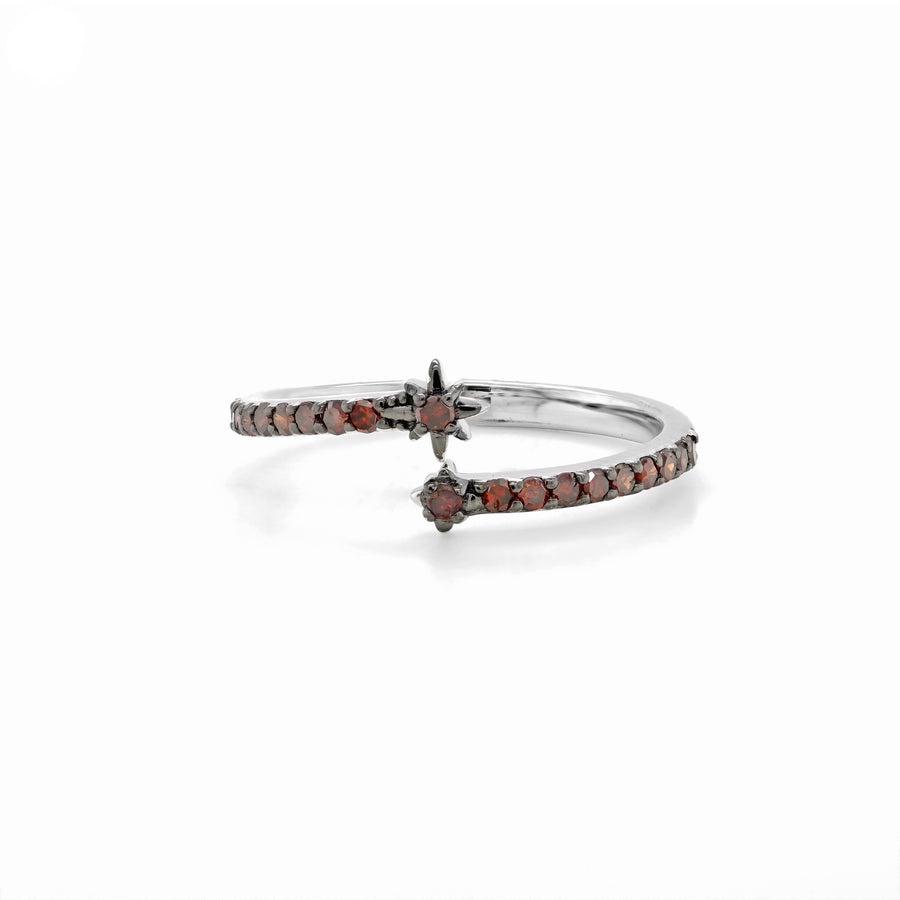 0.28 Cts Red Diamond Ring in 925 Two Tone