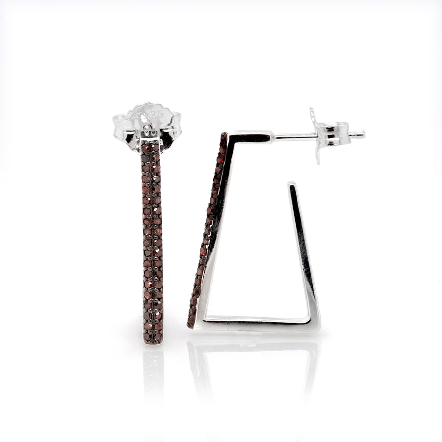 0.59 Cts Red Diamond Earring in 925 Two Tone