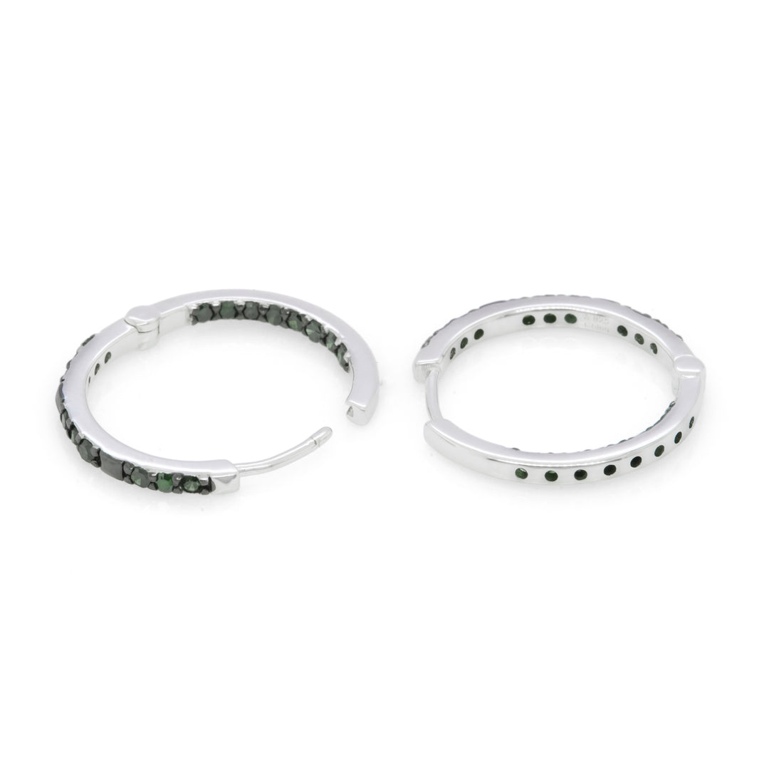 0.59 Cts Green Diamond Hoop Earring in 925 Two Tone