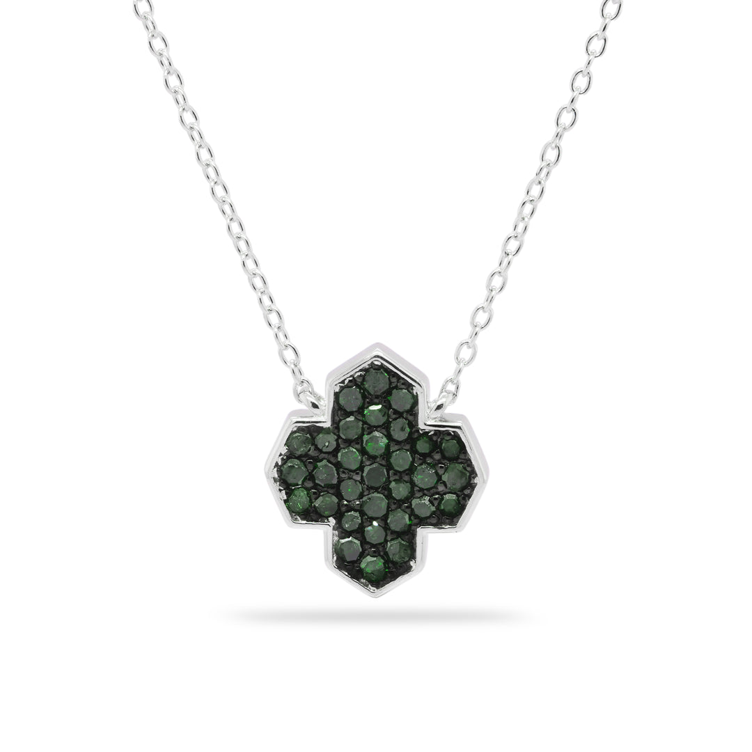 0.64 Cts Green Diamond Necklace in 925 Two Tone