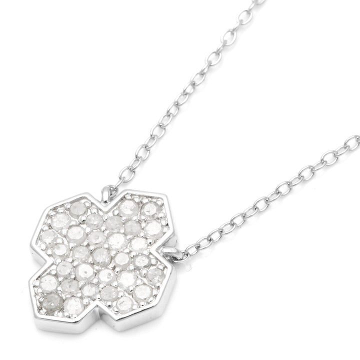 0.73 Cts White Diamond Necklace in White Rhodium Plated 925 Sterling Silver