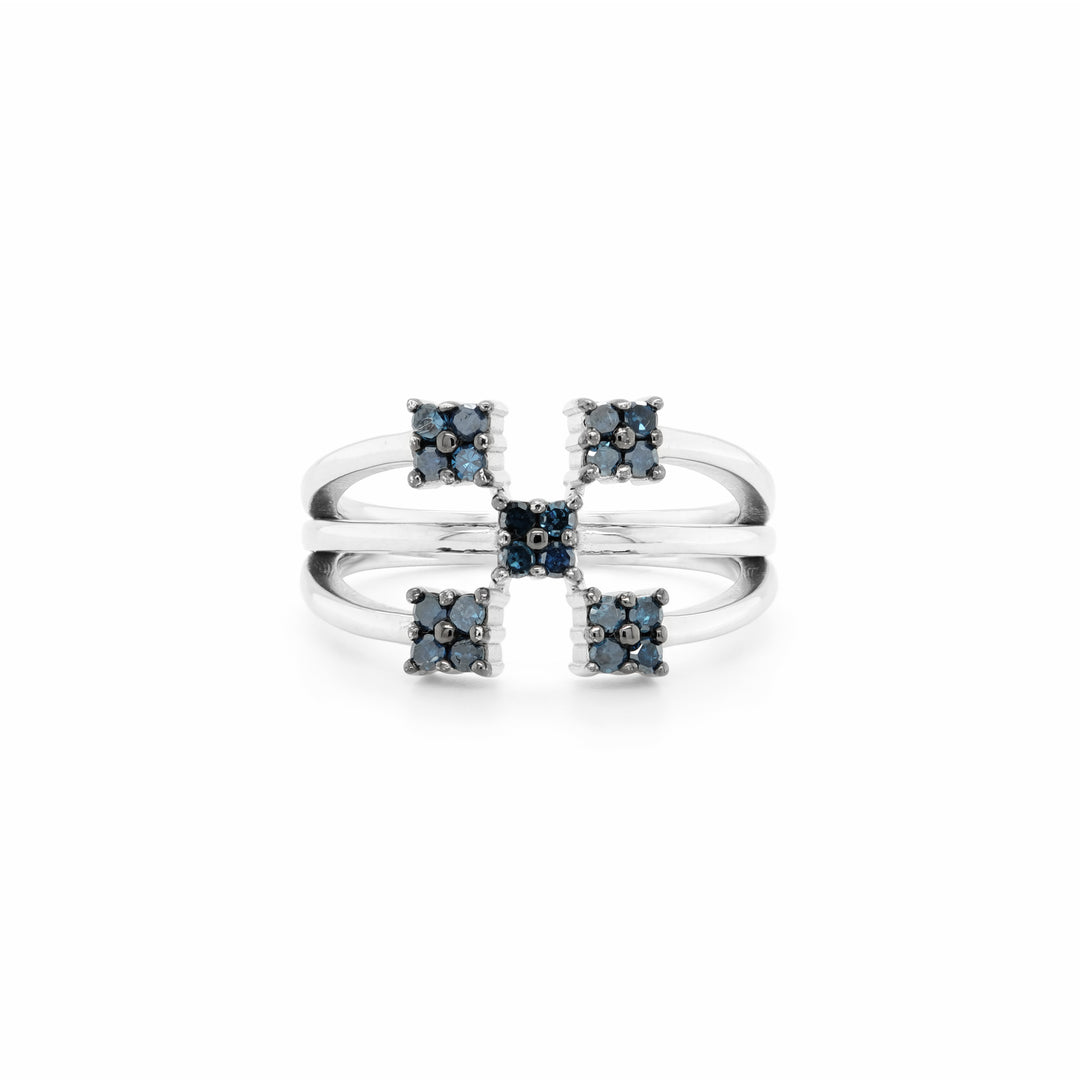 0.39 Cts Blue Diamond Ring in 925 Two Tone