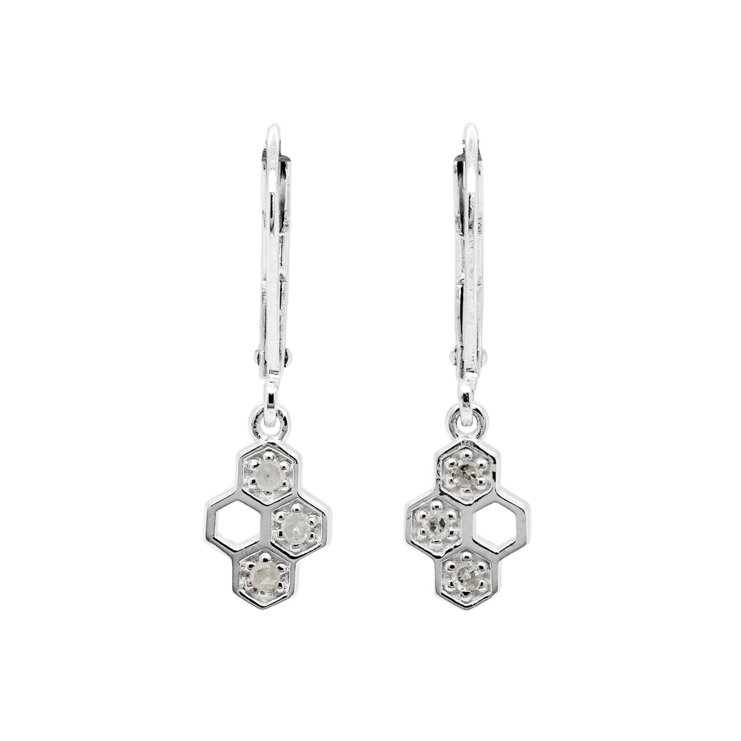 0.24 Cts White Diamond Earring in White Rhodium Plated 925 Sterling Silver