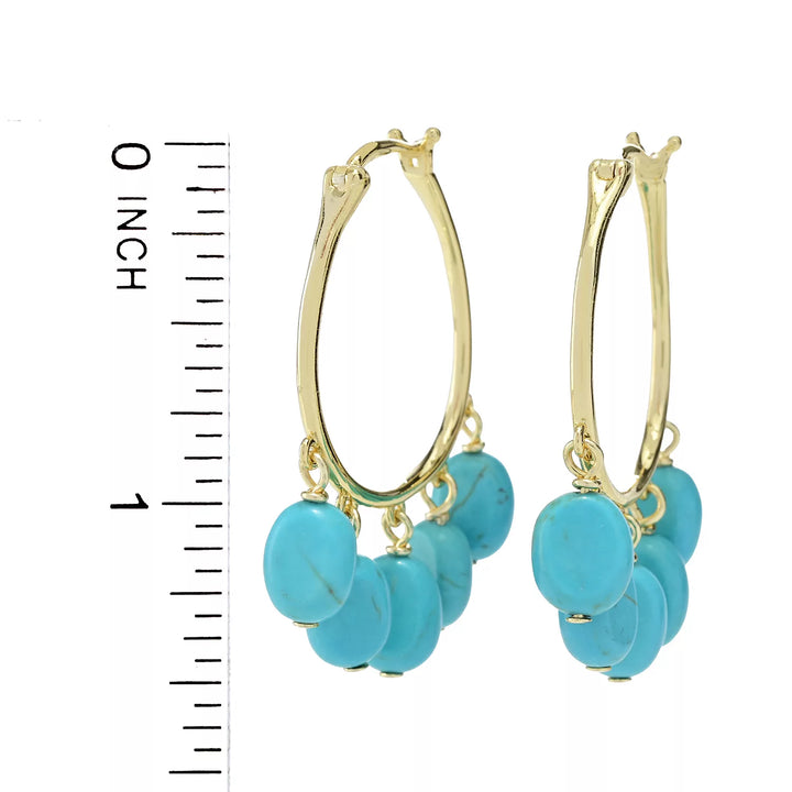 Turquoise Bead Hoop Earring in 18K Gold Plated Brass