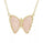 Carved Rose Quartz Butterfly Necklace in 18K Gold Plated Brass