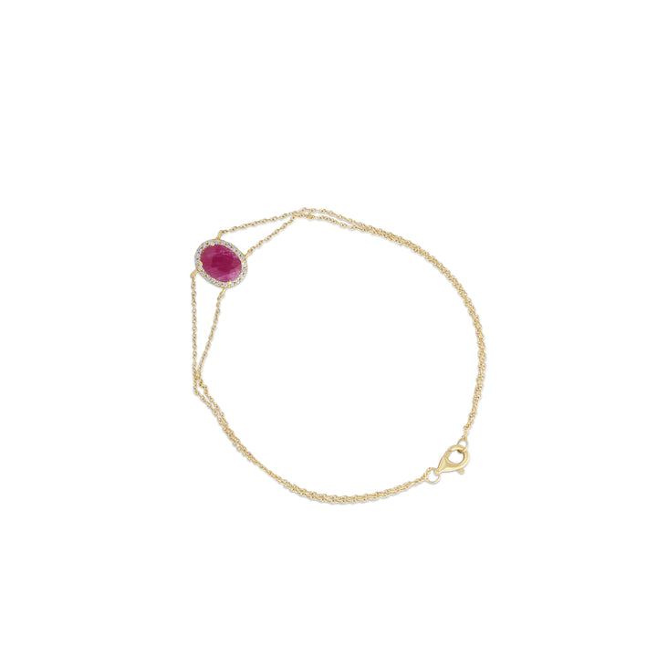 1.35 Cts Ruby and White Diamond Bracelet in 14K Yellow Gold