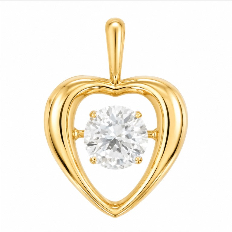 1.25 Ctw Lab Grown Diamond Heart Pendant in 925 Yellow Gold Plated