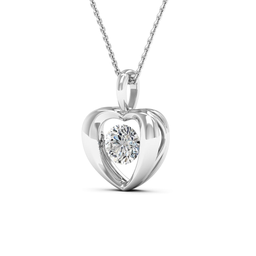 1.25 Ctw Lab Grown Diamond Heart Pendant in 925 Platinum Plated