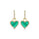 0.35 Cts White Diamond and Malachite Earring in 14K Yellow Gold