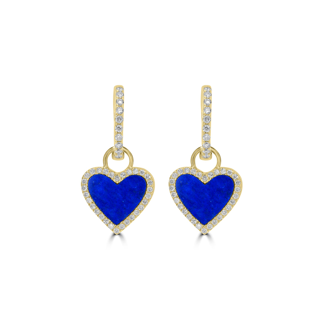 0.37 Cts White Diamond and Lapis Earring in 14K Yellow Gold