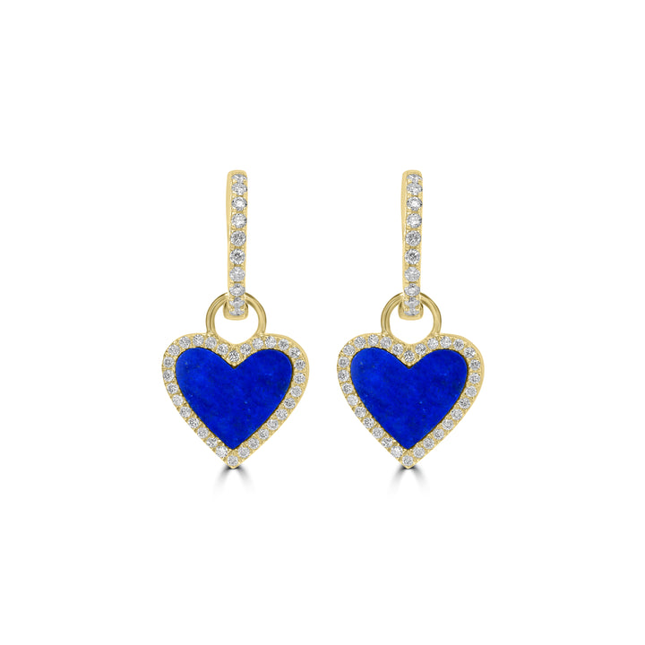 0.37 Cts White Diamond and Lapis Earring in 14K Yellow Gold