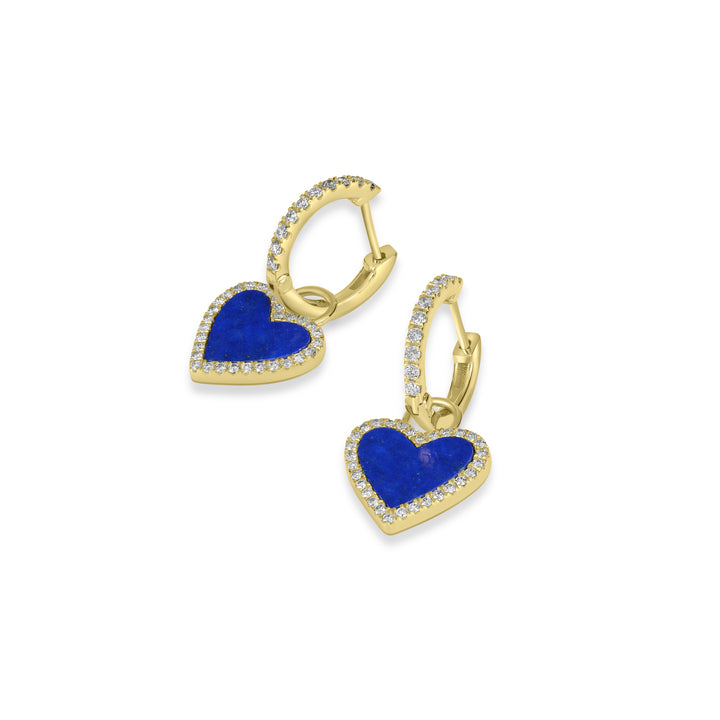 0.37 Cts White Diamond and Lapis Earring in 14K Yellow Gold