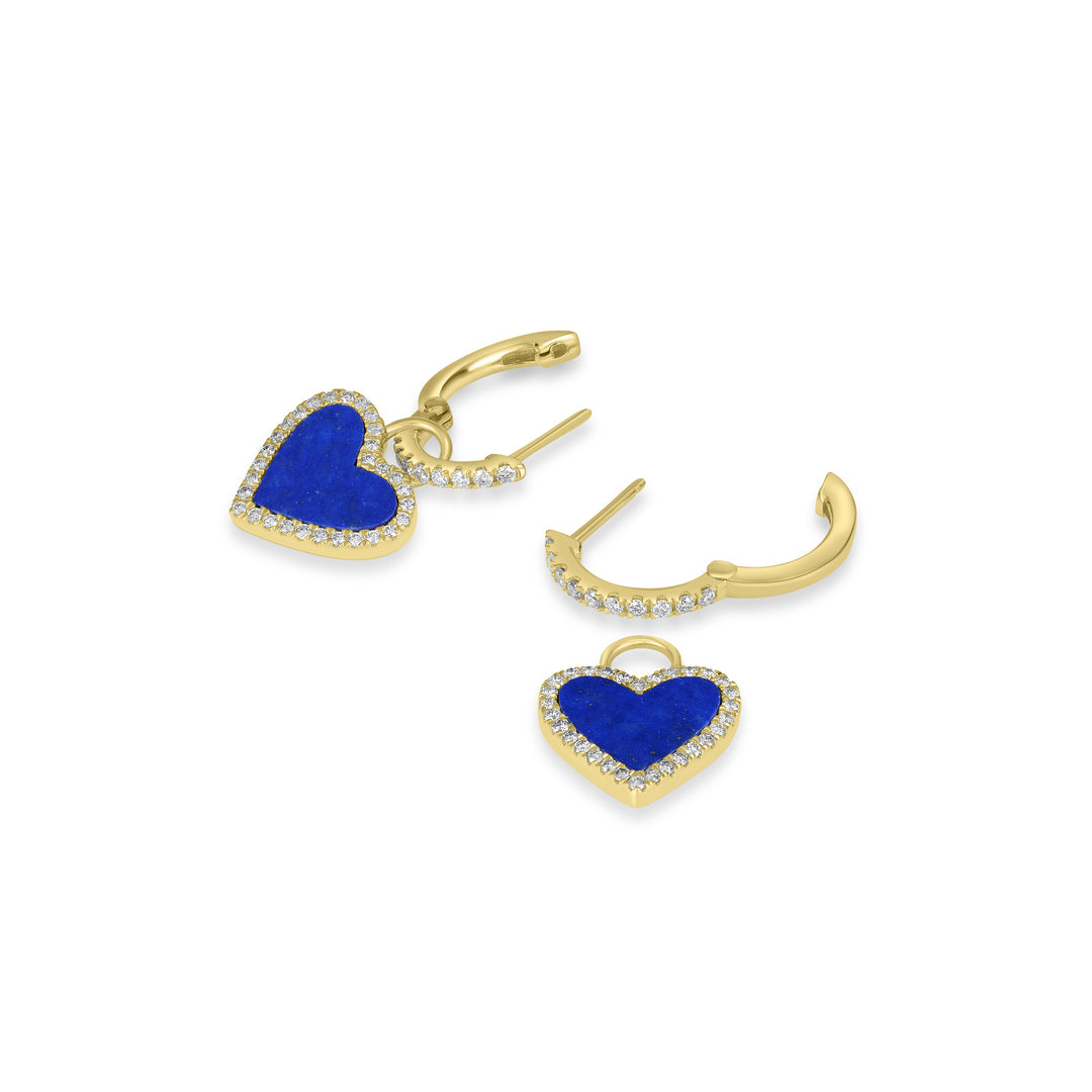 0.37 Cts White Diamond and Lapis Earring in 14K Yellow Gold