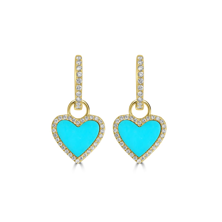 0.37 Cts White Diamond and Turquoise Earring in 14K Yellow Gold